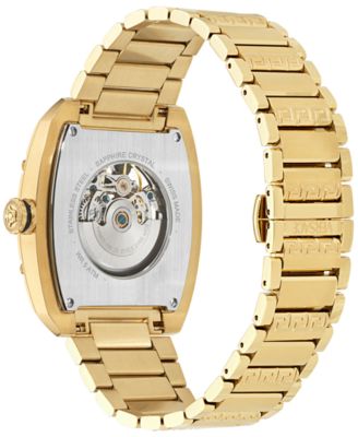 Men's Swiss Automatic Gold Ion Plated Stainless Steel Bracelet Watch 42x50mm