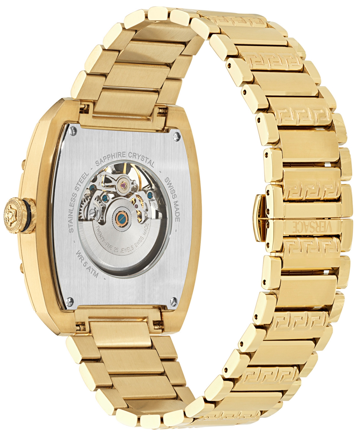Versace Men's Swiss Automatic Gold Ion Plated Stainless Steel Bracelet Watch 42x50mm In Gold