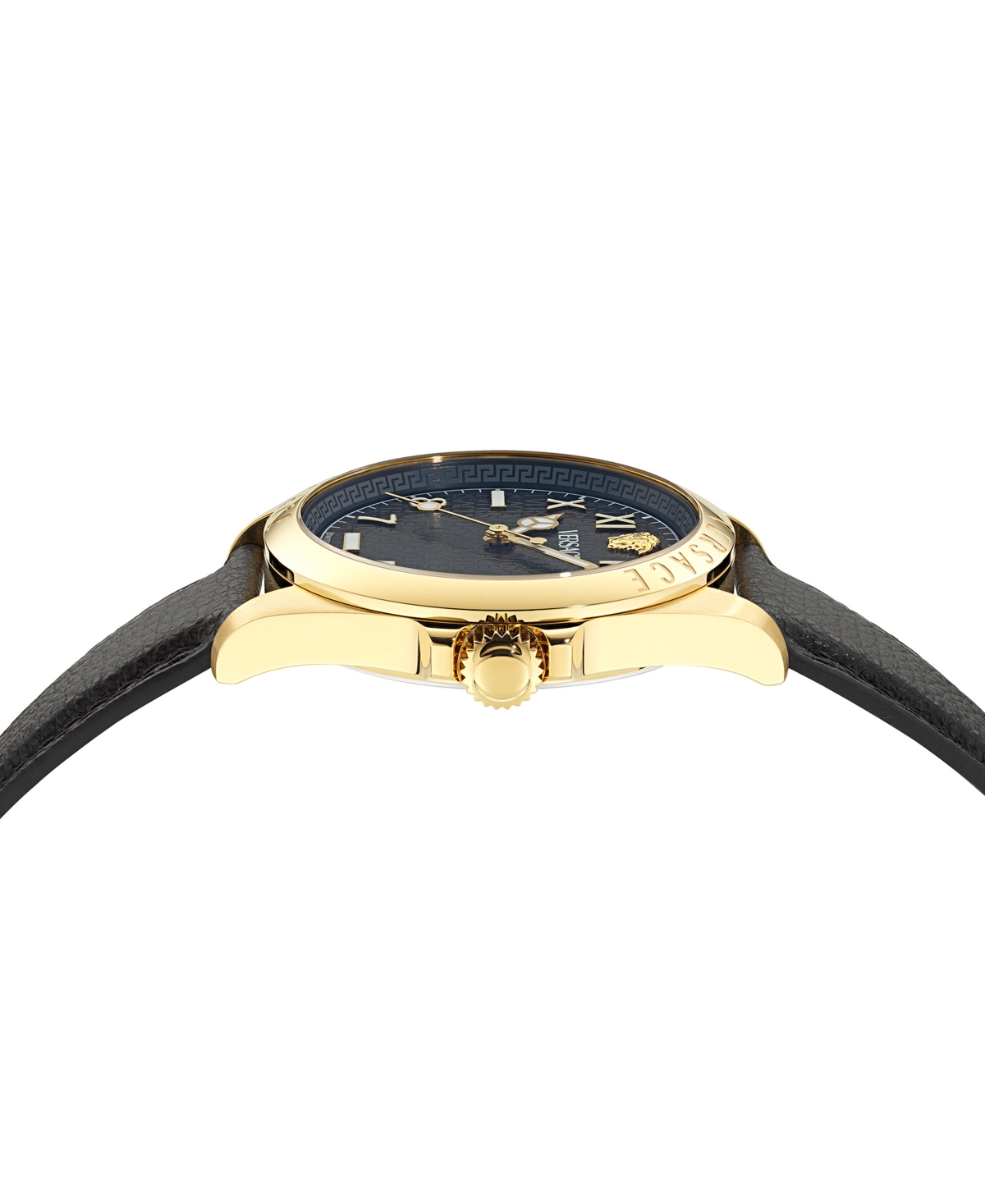 Versace Men's Swiss Black Leather Strap Watch 41mm In Gold