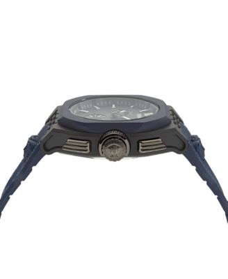 Men's Swiss Chronograph Blue Silicone Strap Watch 44mm