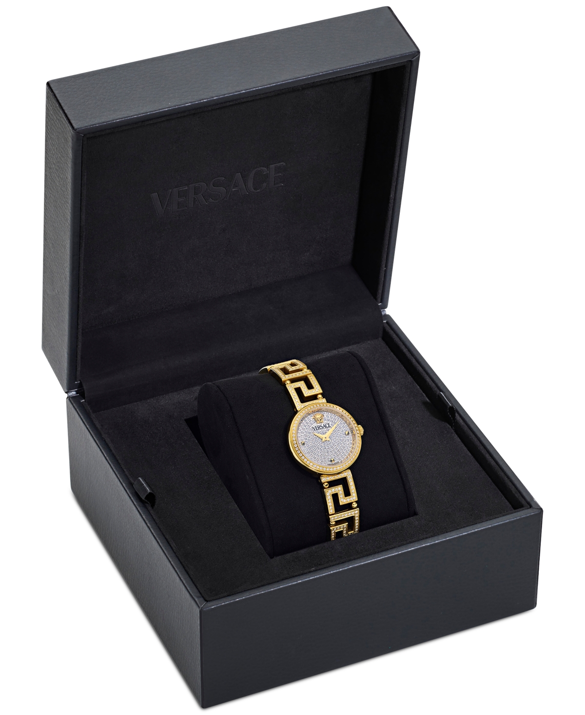 Versace Women's Swiss Greca Goddess Diamond (1-7/8 Ct. T.w.) Gold Ion Plated Bracelet Watch 28mm In Gold
