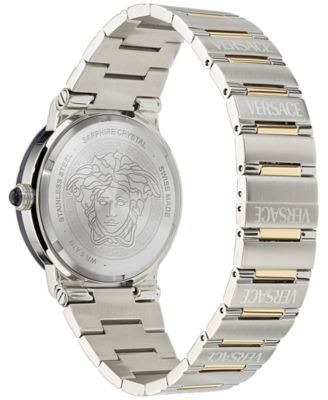 Versace Greca Logo Moonphase Diamond Watch Two Tone Womens Versace V-Galaxy Moonphase White Guilloche Dial Two-Tone  main image 2