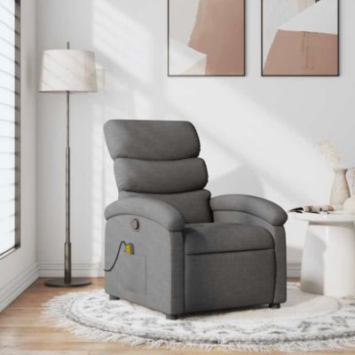 Massage Recliner Chair Dark Gray Fabric