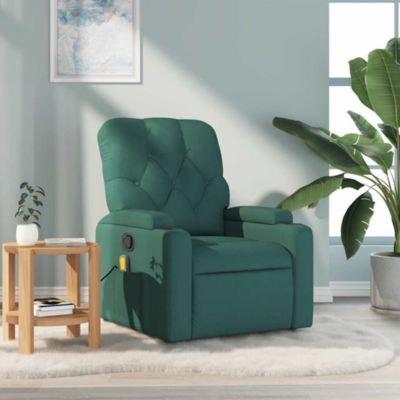 Massage Recliner Chair Dark Green Fabric