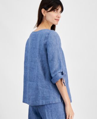 Женский топ Charter Club с D-образным вырезом из 100% льна, созданный специально для Macy's