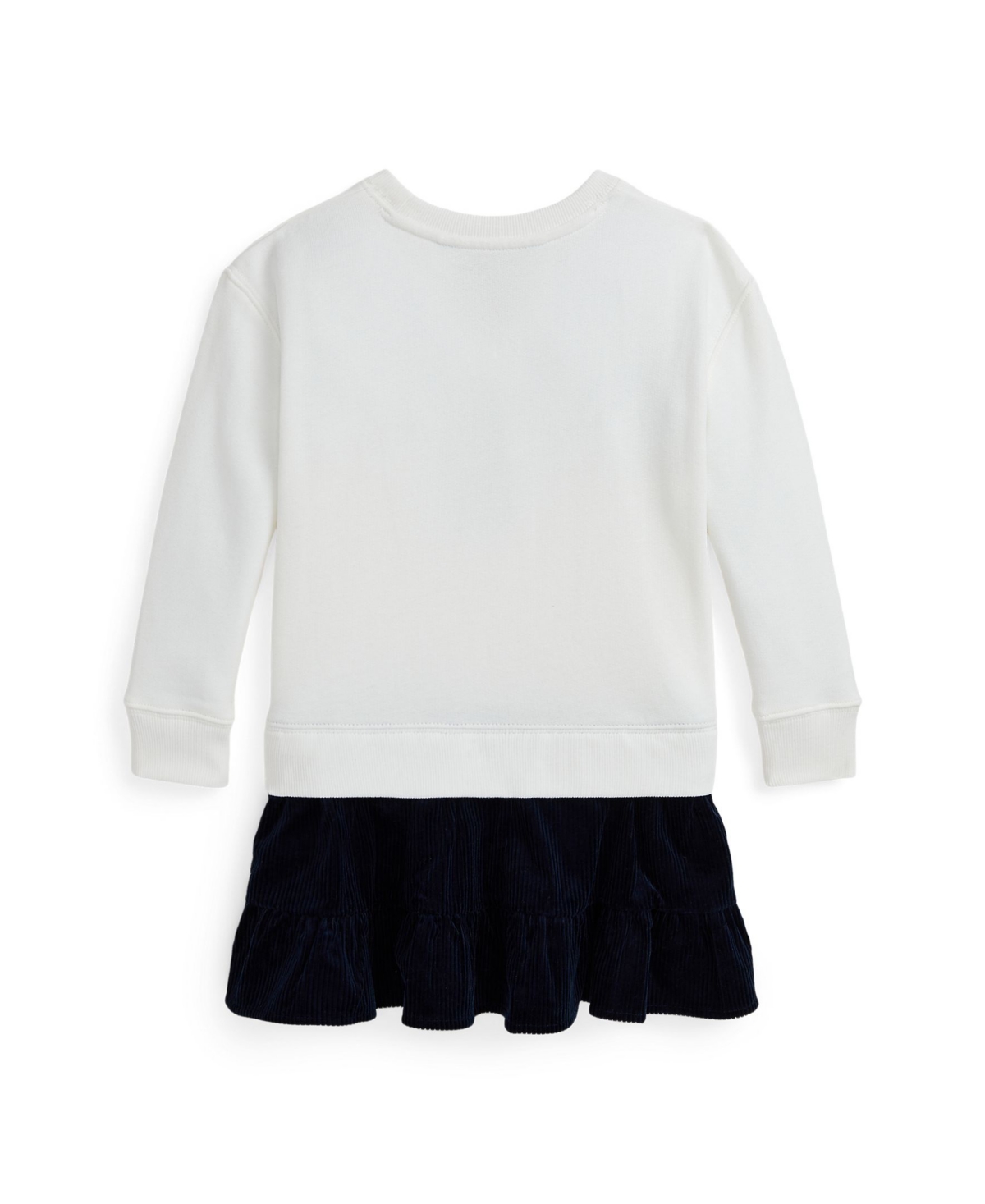 Polo Ralph Lauren Toddler And Little Girls Big Pony Corduroy Skirt Fleece Dress - Deckwash White With Navy