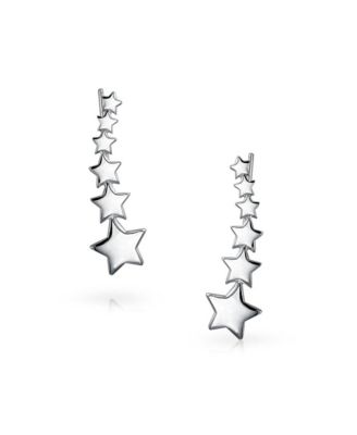 USA Patriotic Celestial Shooting Star Ear Pin Climbers Earrings Wrap Crawlers 14K Gold Plated .925 Sterling Silver