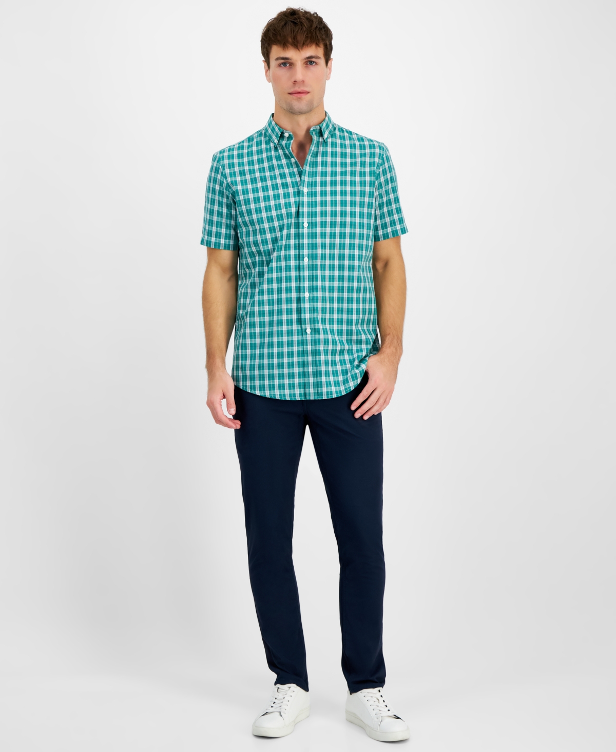 Club Room Men's Reno Regular-Fit Plaid Button-Down Shirt, Created for Macy's
