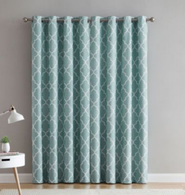 2 Piece 100% Full Blackout Trellis Grommet Top Window Curtain Panels