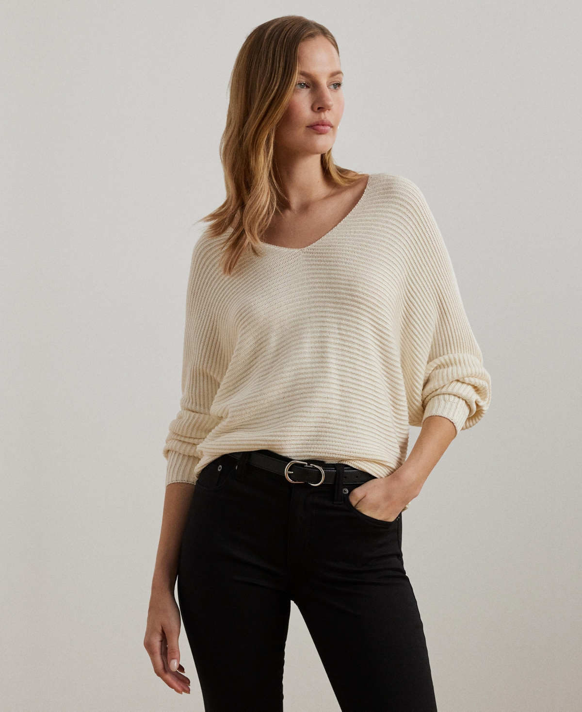 Lauren Ralph Women's Rib-Knit Dolman-Sleeve Sweater