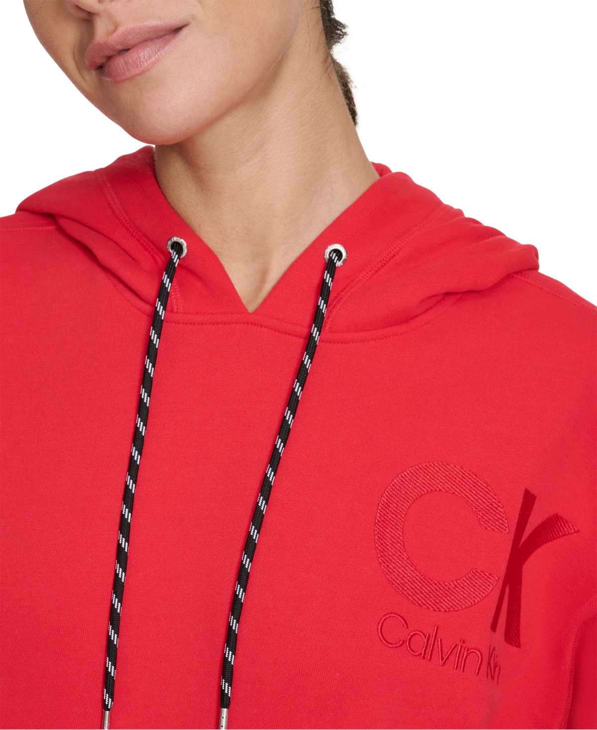 CALVIN KLEIN WOMEN'S ECO FLEECE LOGO PULLOVER HOODIE 