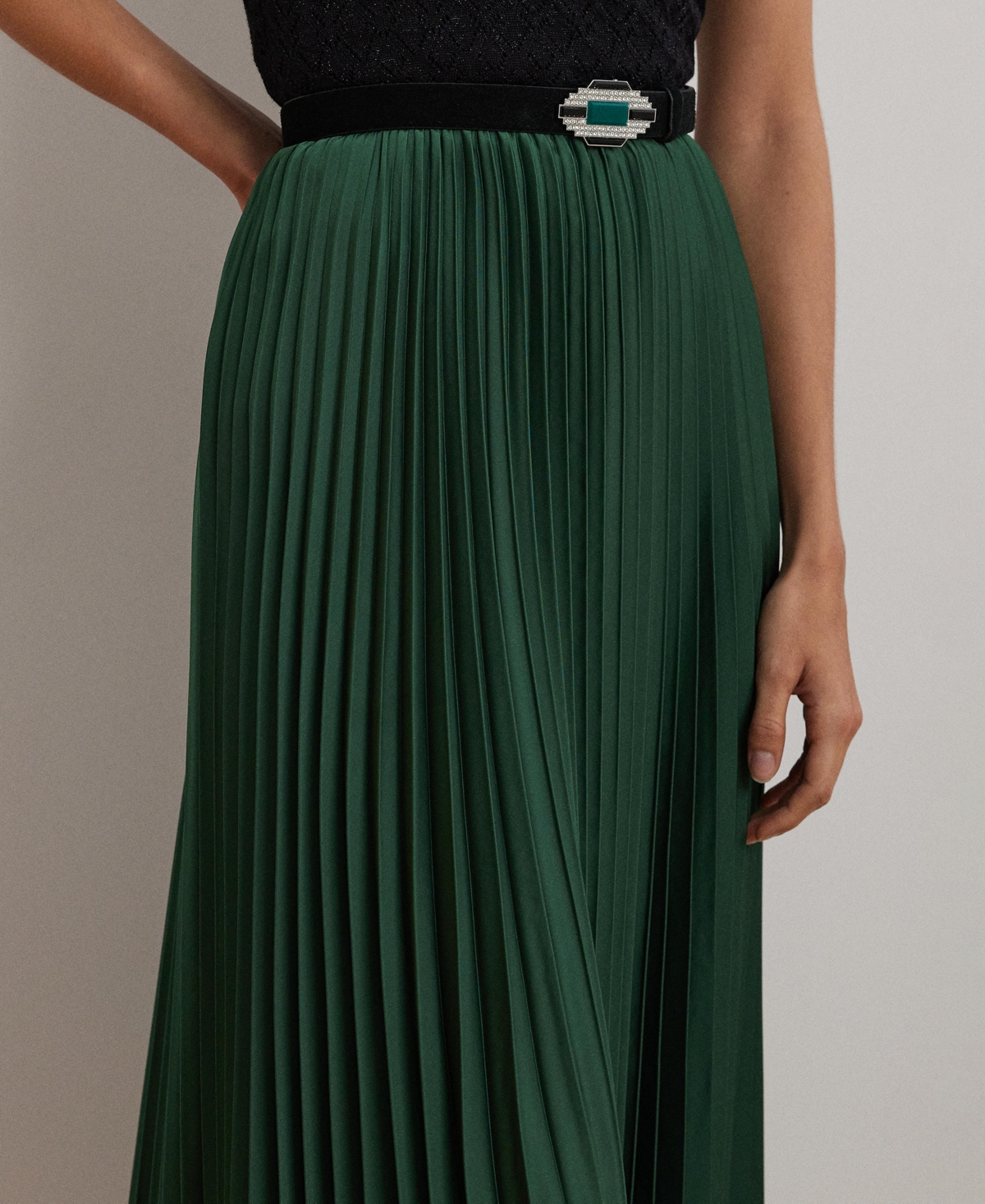 Lauren Ralph Lauren Women's Pleated Satin Charmeuse Skirt