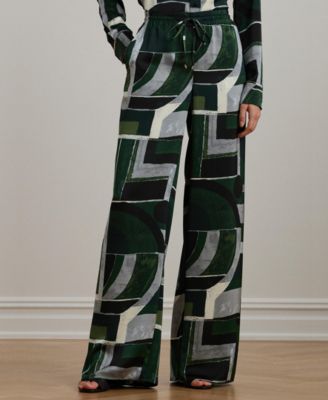 Lauren Ralph Lauren - Women's Geo-Print Satin Charmeuse Wide-Leg Pants