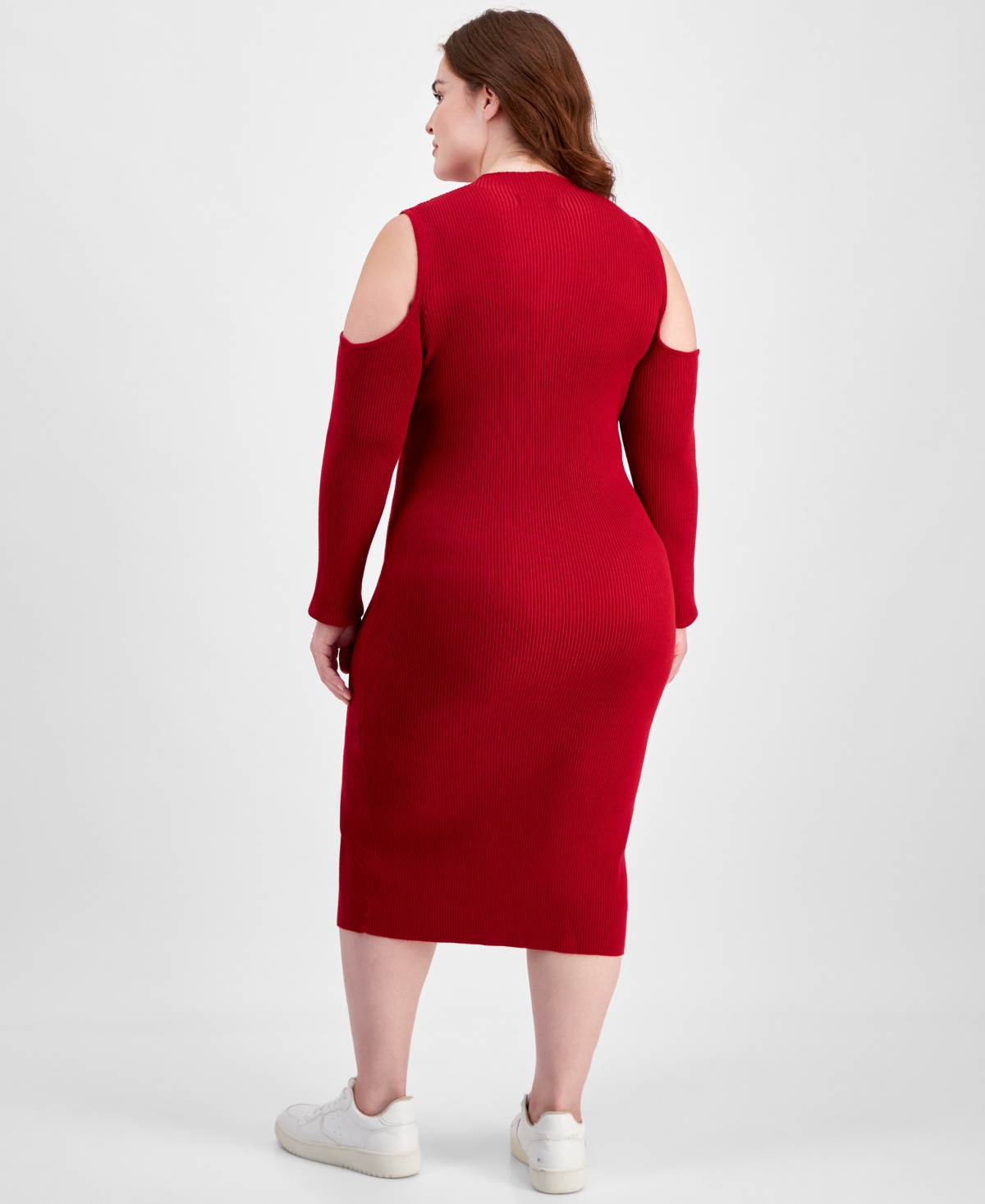 Madden Girl Trendy Plus Size Cold-Shoulder Midi Dress