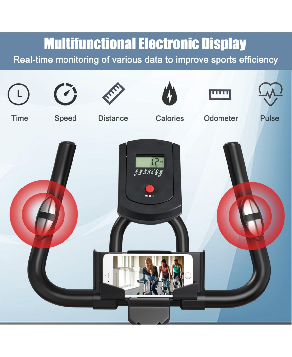 Sugift Indoor Silent Belt Drive Adjustable Resistance Cycling Stationary Bike-Blue