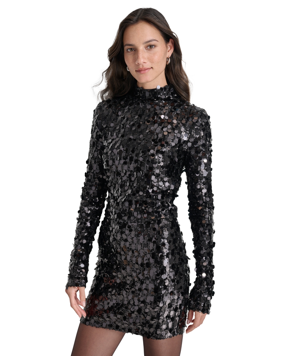 Dkny Jeans Women's Sequin & Paillette Embellished Long-Sleeve Top - BLK - BLACK