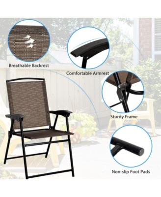 3 Pieces Patio Garden Furniture Set of Round Table and Folding Chairs