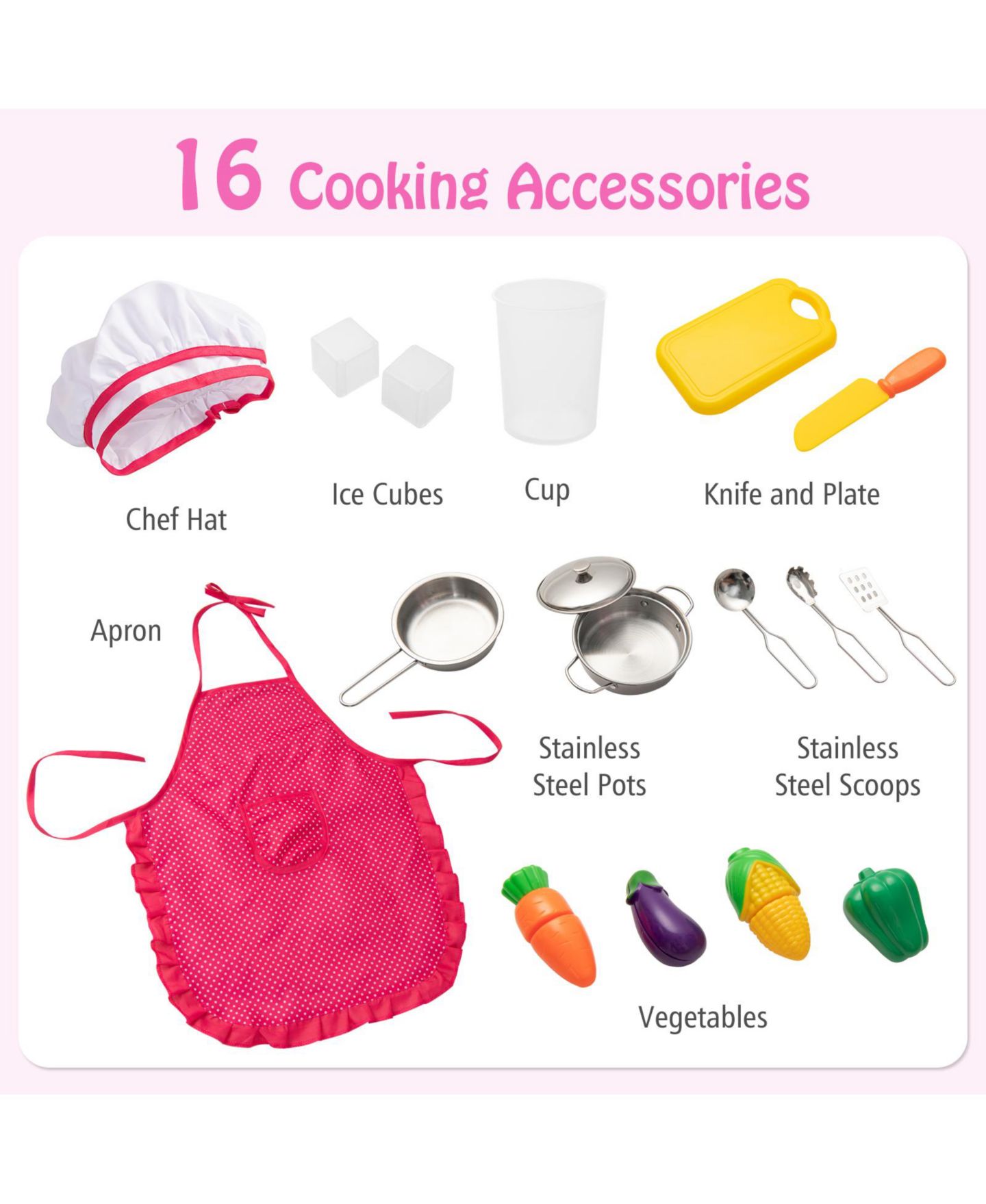 Детские игрушки SUGIFT Wooden 16-Piece Play Kitchen, Ages 3+ — фото 4