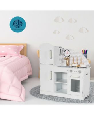 Kids Kitchen Playset Pretend Play Cooking Set with Vivid Faucet and Telephone