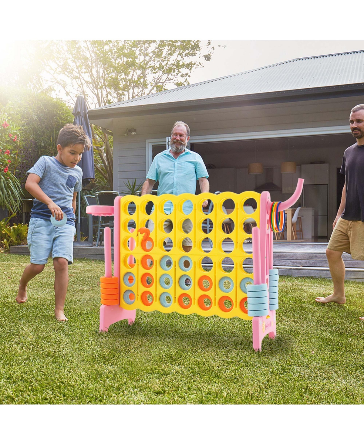 Costway Jumbo 4-to-Score A Row Giant Game Set with Stickers for Kids Adults