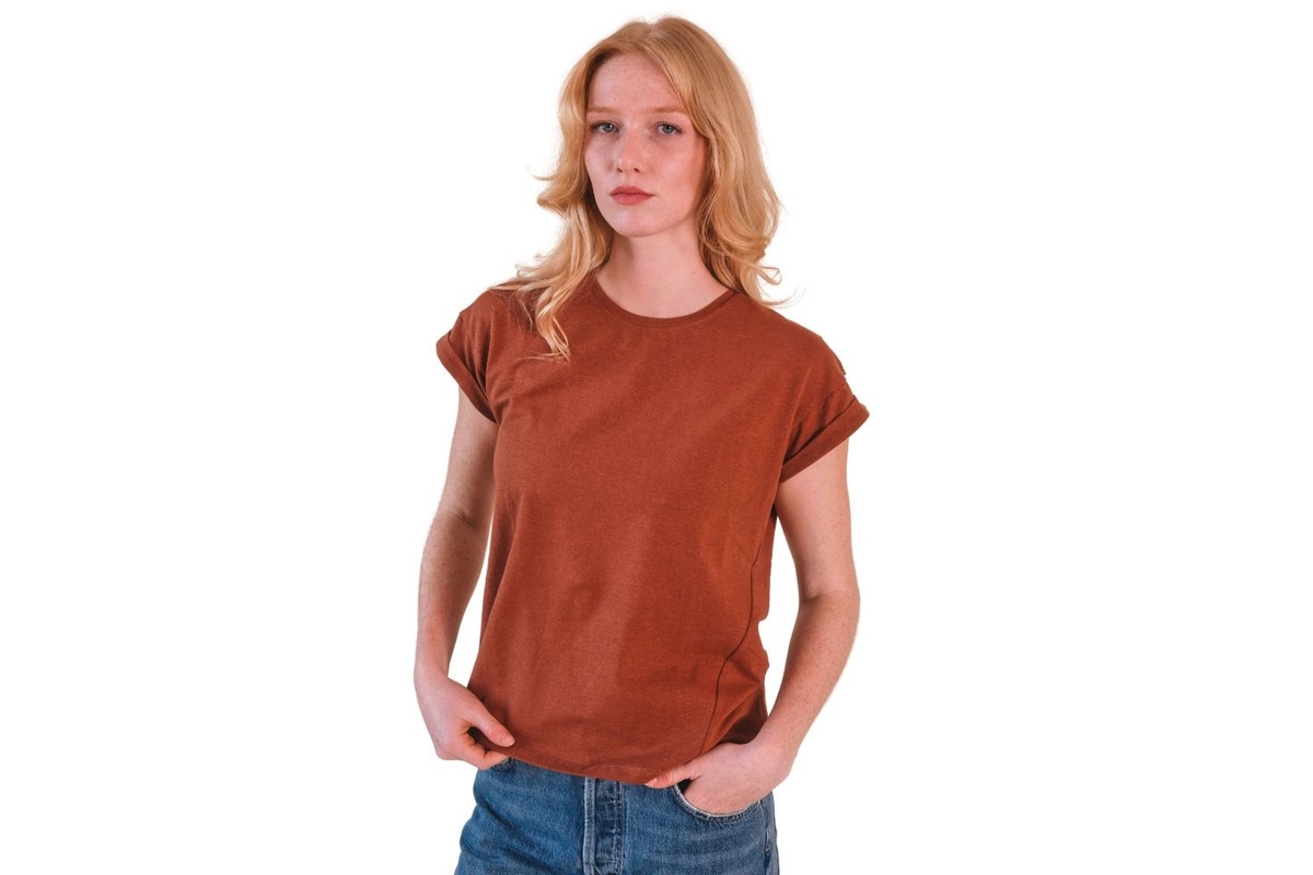 Plus Size Jane Cuffed Hemp Tee - Pecan
