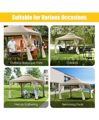 Outdoor 2-Tier 10 Feet x 10 Feet Screw-free Structure Shelter Gazebo Canopy