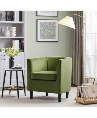 Yaheetch Single Piece Velvet Fabric Barrel-shaped Upholstered Accent Arm Chair