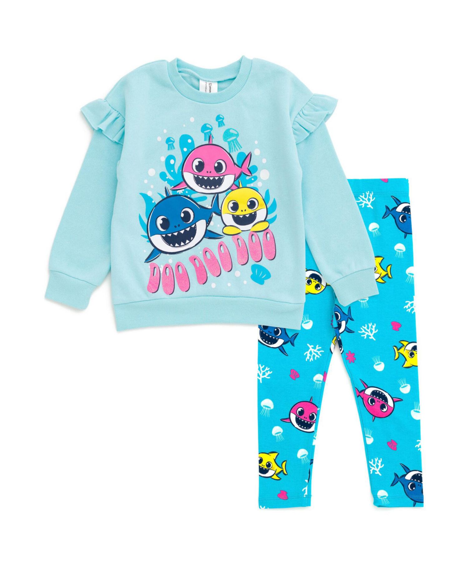 Toddler Girls Pinkfong Shark Pullover Fleece Sweatshirt and Pants Outfit Set