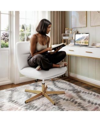 Biel Mid-Back Swivel Office Chair, Height-Adjustable Armless Design with Padded Upholstered Wide Seat and Strong Frame