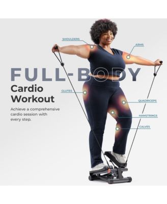 Mini Stepper, Low-Impact Stair Step Cardio Equipment with Resistance Bands, Performance Digital Monitor, and SunnyFit App Bluetooth Connectivity