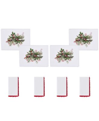 Pine Ivy Polyester 8 Piece Placemats/Napkins Set