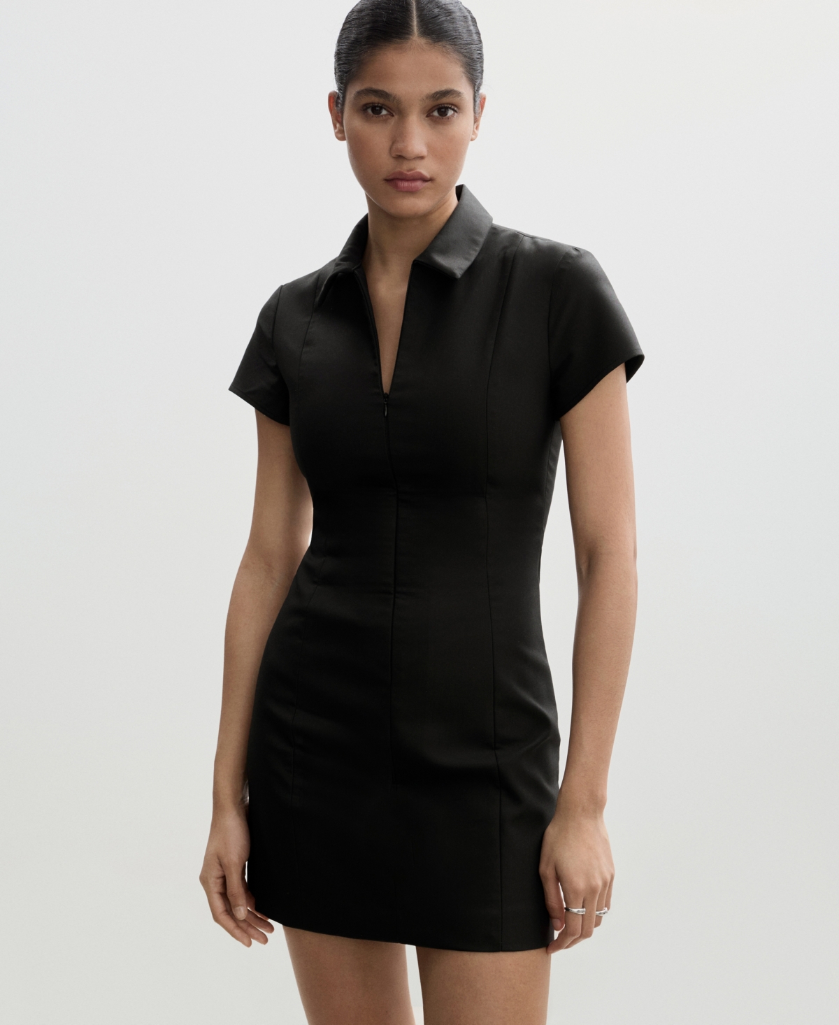 Mango Short Dress With Zip Black In Black