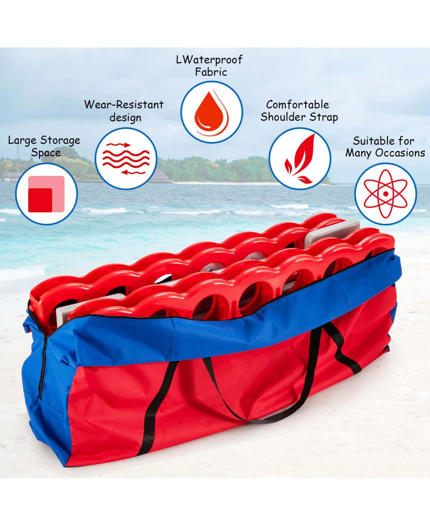 Детские игрушки Costway Jumbo 4-to-Score 4 in A Row Giant Game Set with Carry Bag Stickers, цвет: Красный — фото 4