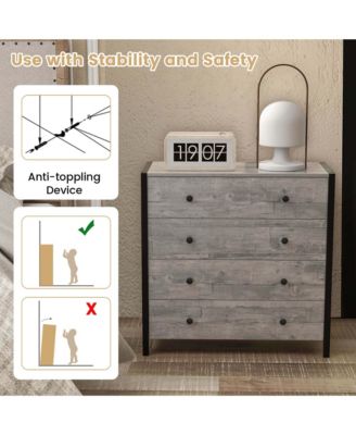 4-Drawer Dresser Modern Chest of Drawers Wooden Storage Dresser