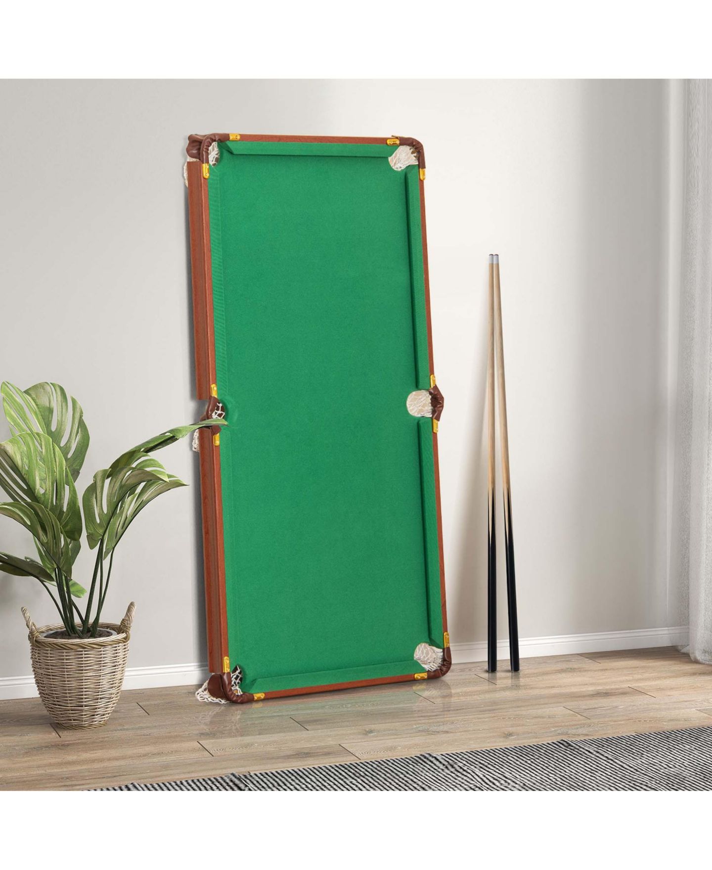 Детские игрушки Costway Folding Pool Table Set with Foldable Legs Adjustable Foot Levelers 2, цвет: Зелёный — фото 2