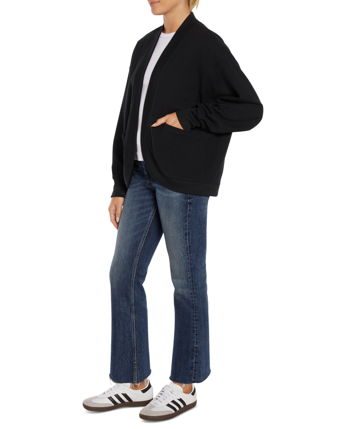 Three Dots Women's Sean Cocoon Open-front Cardigan In Black
