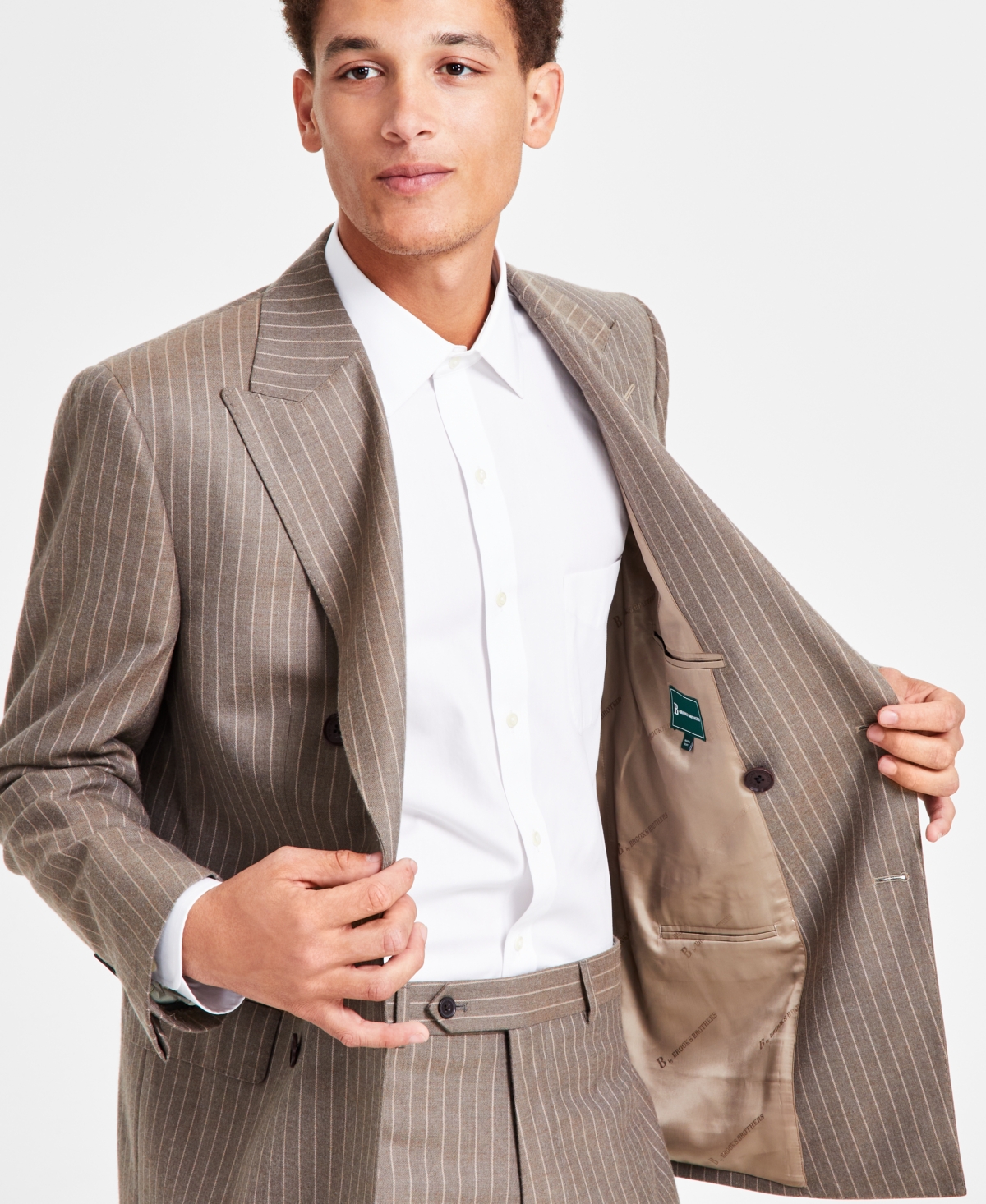 BROOKS BROTHERS B BY BROOKS BROTHERS MEN'S CLASSIC-FIT WOOL BLEND DOUBLE-BREASTED SUIT SEPARATES JACKET 