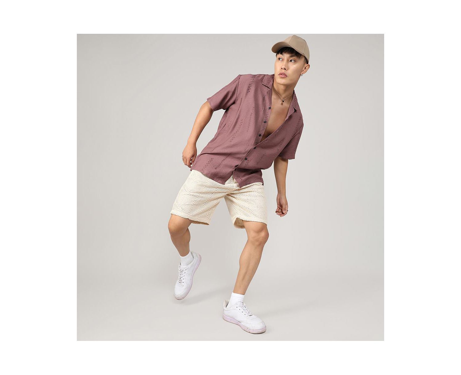 Men's Mocha Brown Embroidered Twist Shirt