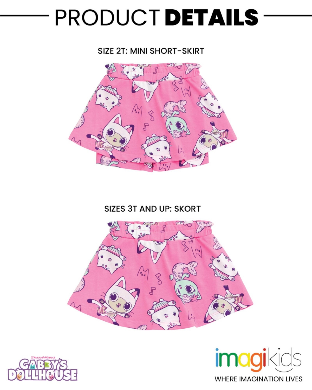 Dreamworks Gabby's Dollhouse Little Girls 2 Pack Skorts to -/ pink
