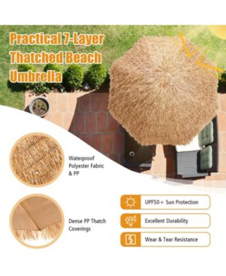 8 Feet Patio Thatched Tiki Umbrella Hawaiian Hula Beach Umbrella