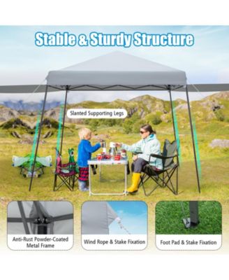 Patio 10x10FT Instant Pop-up Canopy Folding Tent with Sidewalls and Awnings Outdoor-Gray