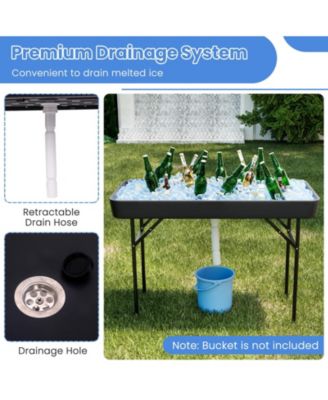 4 Feet Plastic Party Ice Folding Table with Matching Skirt-Black