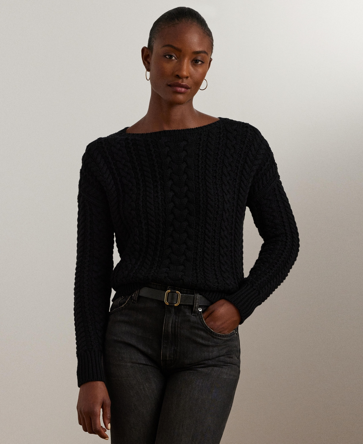 Lauren Ralph Lauren Women's Cable-Knit Cotton-Blend Sweater
