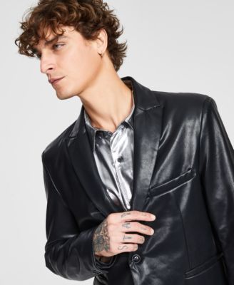 Tinsel Men's Peak Lapel Faux-Leather Sport Coat