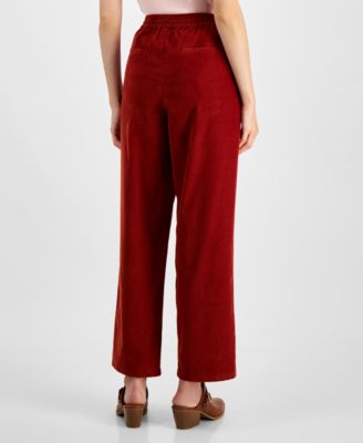 Женские хлопковые вельветовые брюки на завязках Style & Co, созданные для Macy's