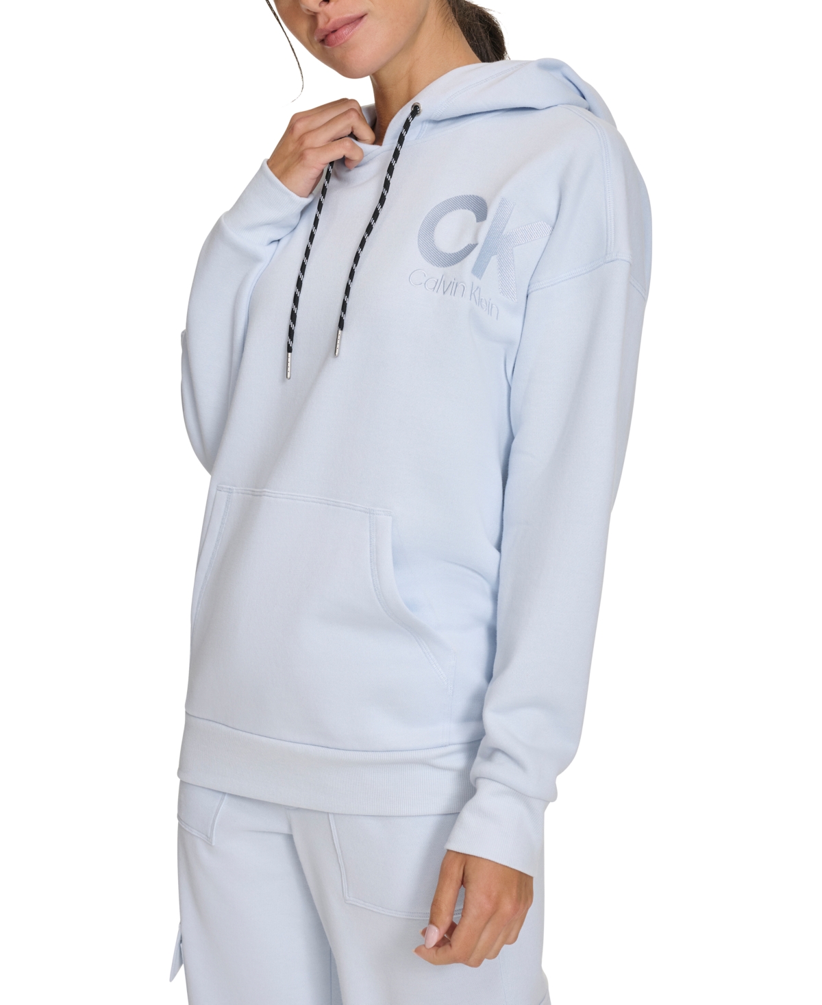 Calvin Klein Women's Eco Fleece Logo Pullover Hoodie