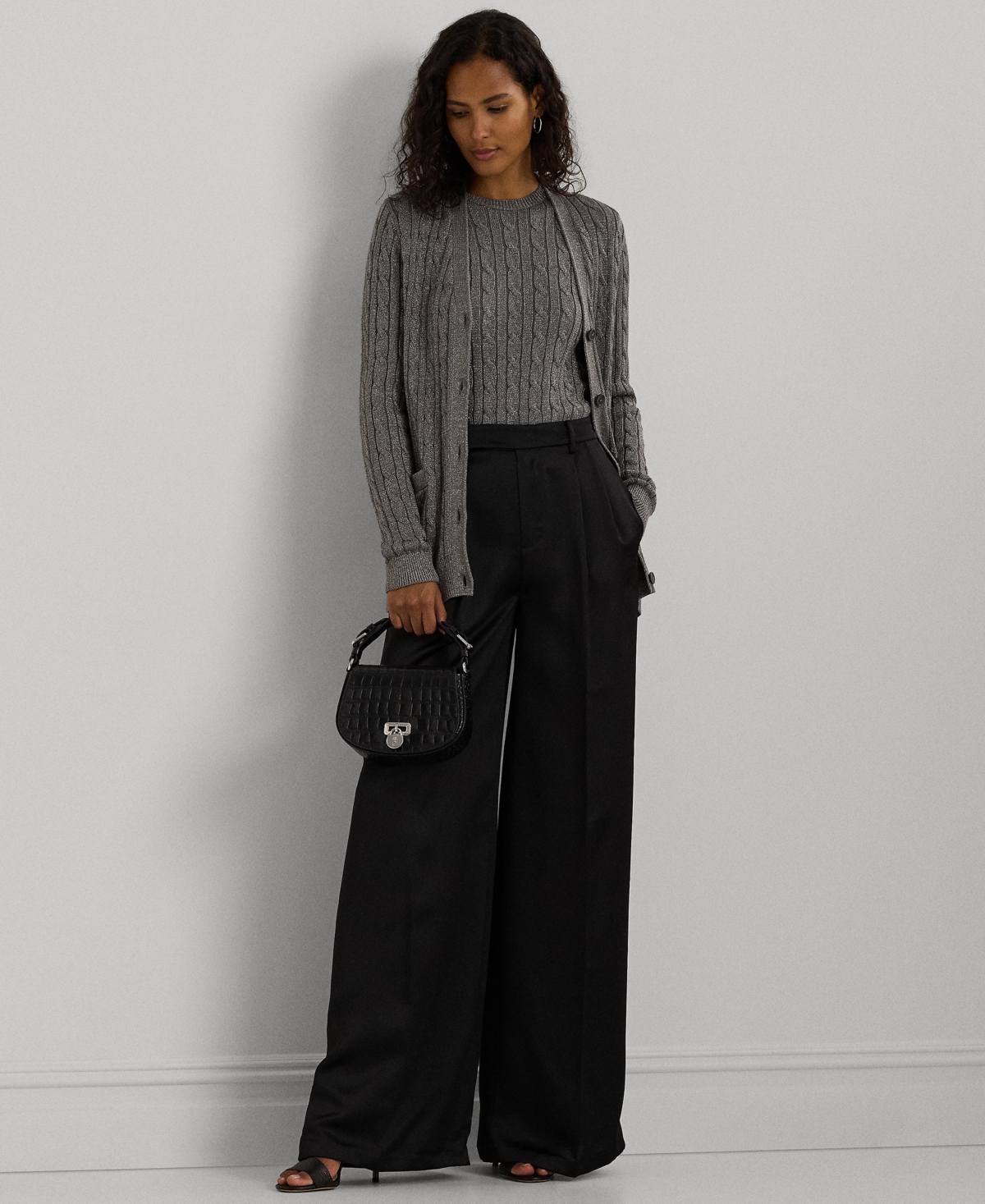 Lauren Ralph Lauren Women's Metallic Cable-Knit Cardigan