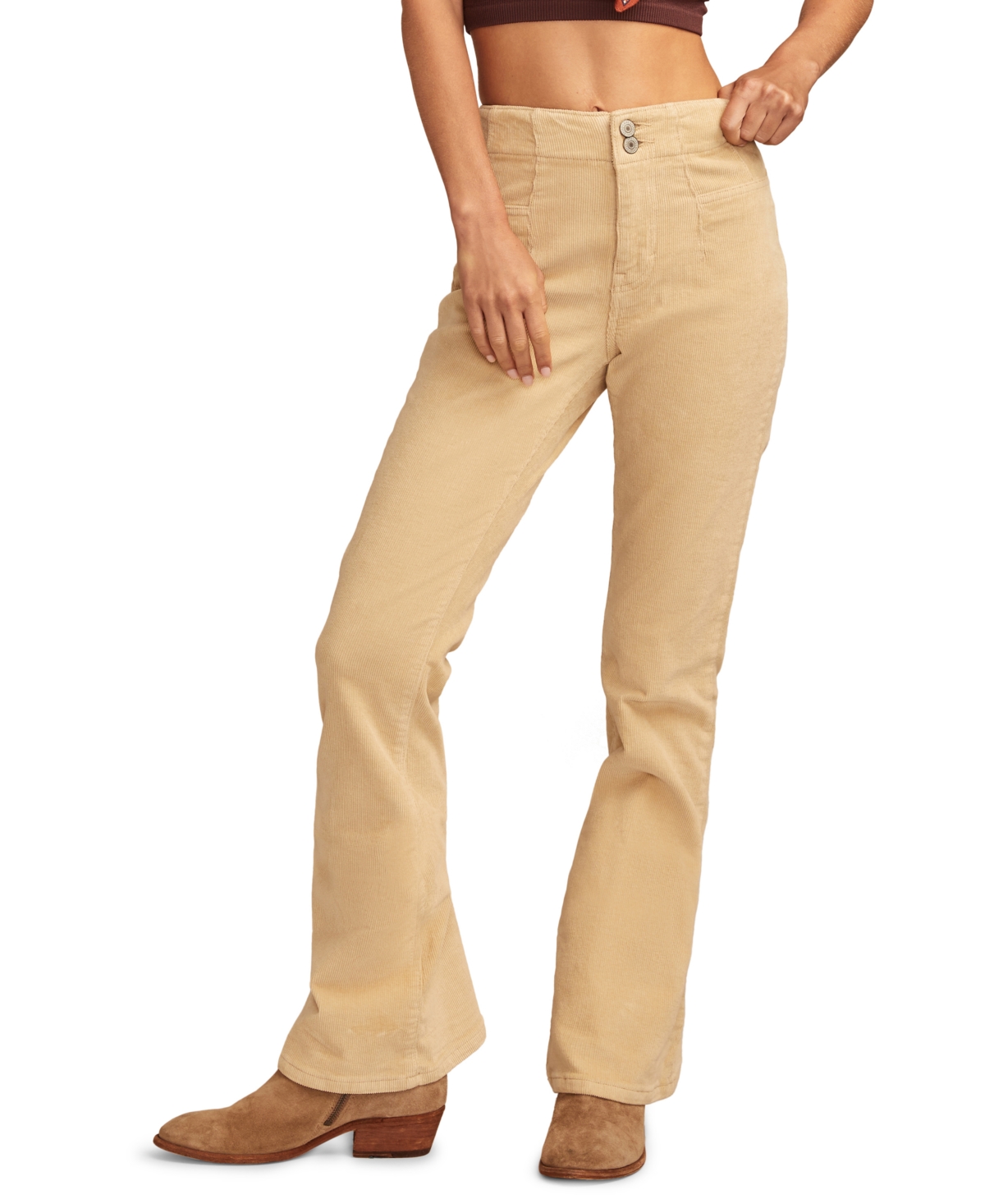 Lucky Brand Stevie Seamed High Waist Corduroy Flare Pants In Stepstone