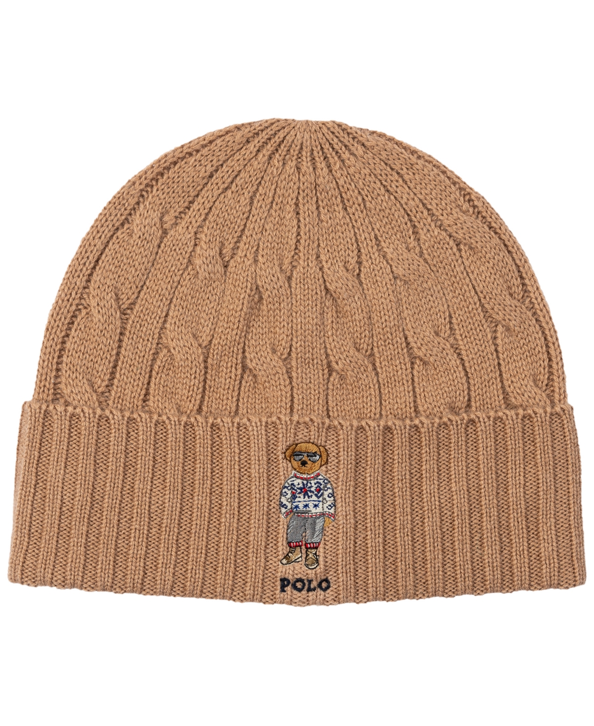 Polo Ralph Lauren Men's Holiday Bear Cable Beanie In Classic Camel
