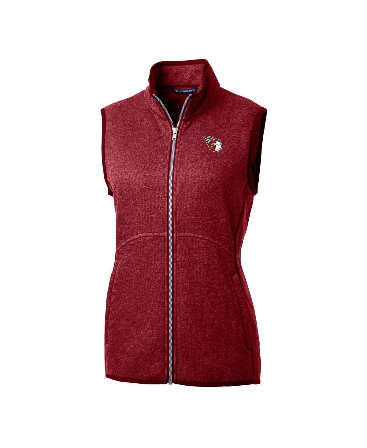 Cutter & Buck Women's Heather Red Cleveland Guardians Mainsail Sweater-knit Full-zip Vest In Heather Red